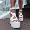 Sandals 2023 Women Summer High Heels Chunky Shoes Ladies Platform White Black Prom Weding Plus Big Size