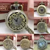 Pocket Watches Vintage Classical Nature Bronze Design Quartz Bekijk analoge hanger ketting