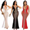 Casual Kleider Luxus Weihnachten Party Kleid Sexy Kristalle Tiefem V-ausschnitt Ärmellos Durchsichtig Mesh Nachtclub Frauen Geburtstag Kleid Lyjenny