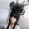 Headpieces Demonised Tassel Demon Headdress Hair Crown Black Charm Fairy Feather Phoenix Clip Foft