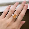 Cluster Rings 2023 925 Sterling Silver Orange Ring 10 13mm High Carbon Diamond Luxury Women's Fine Engagement Jewelry Gift