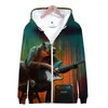 Heren Hoodies Grappig 3D Hoody Music Muziek Elektrische toon Gitaar Kostuum Men Dames Zipper Jackets Tops Tops Lange Mouw Unisex Hooded Sweatshirts