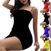 Casual Dresses Bodycon Short Dress Summer 2023 Sheath Sexy Camisole Clubwear Womens Solid Color Square Collar Sleeveless Mini