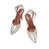 Sandals 2023summer Closed Toe High Heel Stiletto Rhinestone Tassel Chain Strap