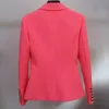 Trajes de mujer Est 2023 Blazer de diseñador clásico Chaqueta cruzada con botones de León de metal Blazers rosa naranja fluorescente