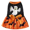 Vestuário de vestuário de roupas de cães vestidos de gato estampados de gato de halloween desenho animado de princesa para figurinos pequenos para animais de estimação