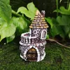 Estatuetas decorativas vintage castelo escuro decoração de halloween mini desenho animado modelo resina artesanato ornamento em miniatura decoração de jardim diy