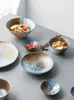 Bowls Japanese-style Double-sided Blue Line Pattern Ceramic And Dishes For Household Rice Soup Dish