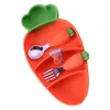 Dinnerware Sets -Cartoon Carrot Anti Dropping And Scalding Children's Tableware Three Piece Baby Bowl Spoon Fork Gift