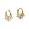 Hoop Earrings Fashion Mulity Pearl Paved Dangle Charm Earring Mini For Women Wedding Jewelry Gift