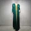 Etniska kläder dubai abaya maxi klänning jalabiya huva band champagne färg islam muslimska kvinnor marockanska kaftan arabisk kalkon afrikansk mantel