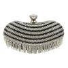 Kvällspåsar Tassel Rhinestones Clutch Women Pärlade lyxiga damer Handväskor Svart / Silver / Golden Vintage Väska