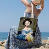 Storage Bags Foldable Shopping Bag Interesting Revision Character Oil Painting Printed Canvas Shoulder Cartoon Funny Handbag