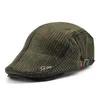 Berets 2023 High kwaliteit merk gebreide baret lederen platte pet voor mannen vizier hoedplanas snapback sturen cadeau vriend