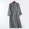 Etniska kläder traditionella fasta färg män ren bomull badrock sommar japanska kimono hemkläder lös koktan yukata kimonos caotethni