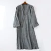 Ethnic Clothing Traditional Solid Color Men Pure Cotton Bathrobe Summer Japanese Kimono Home Clothes Loose Cardigan Yukata Kimonos CaotEthni