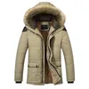 Hommes vers le bas belle marée mode chaud laine doublure homme veste et manteau M-4XL col en fourrure à capuche hommes hiver coupe-vent mâle Parkas Casaco