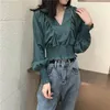 Blouses feminina Junerain Blusa Elegante Mulheres Mulheres Longa CHIFFON Bandagem Office Feminino Lady Korean Top Spring Autumn Clothing Feminino