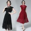 Casual Dresses Vintage Round Neck A Line Summer Elegant Outfits For Women Bodycon Dress Lace Sleeveless Tunic Evening Parties