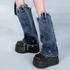 Calcetines de mujer primavera otoño chica Punk de Harajuku estilo vaquero estrella suelta remache cubierta de pierna cuatro colores hechos a mano