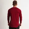 Herren-T-Shirts, Fitnessstudio, langärmelig, Herren-Fitness-Baumwoll-T-Shirt, einfarbig, schmales T-Shirt, Tops, Jogger, Workout