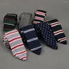 Bow Ties 2023 Brand Hoge kwaliteit Heren klassieke 5 cm Gebreide gestreepte nekbindingen Formele zakelijke bijeenkomst voor mannen met geschenkdoos