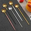 Flatware Sets 4Pcs Color Long Handled Stainless Steel Coffee Spoon Dessert Tea Spoons Spiral Pattern Mixing Cocktail Kitchen Accessories