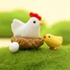 Decorative Figurines 10pcs/Set Micro Crafts Ornament Hen Chicken Chick Egg Nest Small Statue Figurine Miniatures DIY Home Garden Decor