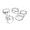 Wedding Rings 6pcs/Set Boheemian Vintage Silver Color Metal Knuckle For Women Hope Letter Ring Set Gypsy Party Sieraden