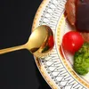 Ensembles de vaisselle or/noir vaisselle ensemble de couverts couteau à Steak fourchette cuillère 304 acier inoxydable dîner café