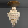 Chandeliers Modern Luxury Crystal Chandelier For Living Room Gold Ring Staircase Lamp LED Indoor Lighting Fixtures