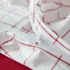 Постилочные наборы свежего набора спальни винтажный стиль вымытая хлопчатобумажная ткань белая клетчатая одеяла 3/4 шт.