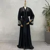 Ethnische Kleidung 2023 Muslim Abayas Dubai Kaftan Abaya Hijab Set Glänzende Steine Perlen Spitzenkleid Boubou Türkische Frau Kleidung Strickjacke