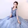 Casual Dresses Host Performance Costume Art Test Annual Meeting Stage Long Elegant Maxi Party Blue Women Plus Size Puffy Evening Dress