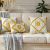 Kussen Tassel Geel rechthoekige borduuromslag Simple Tufte Pillowcase 45x45cm Geometrische bankkussen Decoratieve kussens