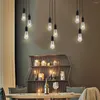 Lampade a sospensione Decorazione d'interni nordica Lampadario Illuminazione Ferro nero E27 Lampada a LED da cucina a sospensione a vento industriale retrò