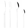 Dinnerware Sets Black Stainless Steel Set Knife Dessert Fork Tea Spoon Tableware Mirror Cutlery Kitchen Flatware Silverware