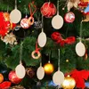 Decorações de Natal 60 peças Ornamentos de madeira Round Wood Slices Snowflake Angel Shape com cabos para o ano Chris