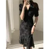 Party Dresses 2023 Fashionable V-neck Elegant Dress Long Ruffled Short-sleeved Super Fairy Light Mature Style Mori Series