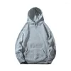 Herrtröjor solid färg plus sammet hoodie höst mjuk varm huvtröja mode mode casual lös pullover toppar storlek