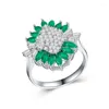 Pierścionki ślubne Lucky Sonny Brazil Anillo Anel Flower Ring Green Wihte CZ moda zespół impreza biżuteria semijoias Atacado akcesorium