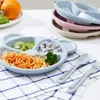 Set di stoviglie Ciotola per bambini Cucchiaio Forchetta Set di stoviglie per l'alimentazione Orso dei cartoni animati Piatti per bambini Mangiare piatto di allenamento con paglia anti-grano