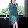 Party Kleider Vetement Femme 2023 Sommer Frauen Mittleren Alters Mesh Midi Kleid Weibliche Casual Blumen Druck Plus Größe Vestidos Y330