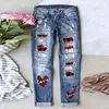 Women's Jeans In Denim For Women Plus Size Valentine's Day Printed Hole Thickened Trousers Vintage Teen Girl