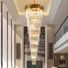 Lampadari Lampadario moderno Illuminazione Villa Duplex Edificio Scala Lungo cristallo El Lobby Lampada a sospensione grande vuota