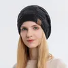 Bérets Plus Bonnet tricoté en polaire pour femme Noir Rose Bonnet All-match Skullies Bonnets Femme Hiver Laine Chaud Casquette de Ski Unisexe