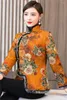 Kvinnors trenchrockar Autumn and Winter Chinese Style Jacket 2023 mode retro bomull vadderad kappa kvinnor tang förtjockad cheongsam tryckt