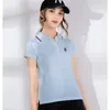 Frauen Polos Sommer Frauen Stickerei Hemd Casual Damen Kurzarm Baumwolle T-Shirt Polo Femme Schwarz Dame Tops T