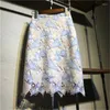 Skirts Women Autumn Winter Sexy Party Floral Embroidery Lace Pencil Skirt Office Ladies High Waist Knee Length
