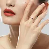 Cluster Rings Valentine's Red Tilted Heart Solitaire Ring Sterling Silver Jewelry for Woman Diy Party Make Up Wedding 2023